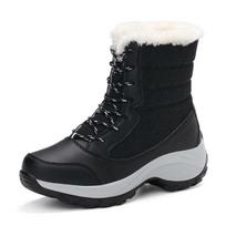 Winter velvet snow boots women's medium tube Martin boots outdoor waterproof and non-slip medium tube high-top cotton shoes 35 juoda
