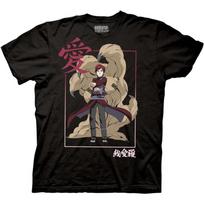 Ripple Junction Naruto Shippuden Men's Short Sleeve T-Shirt Gaara Sand Kanji Framed Crew Neck Officially Licensed(1) S juoda