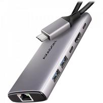 AXAGON HMC-6G2L 2x USB-A 10Gbps, 1x USB-C 10Gbps, 4K/60Hz HDMI, RJ-45, USB 3.2 Gen 2 hub, PD 100W, 15cm USB-C cable