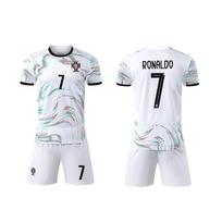 Portugalijos išvykos balti Nr.. 7 Ronaldo futbolo marškinėliai, dydžiai 14-3XL vaikams ir suaugusiems Size 14/90