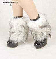 Leopard Print Faux Fox Fur Plush Boot Covers: Warm Winter Leg Warmers for Women 15 cm