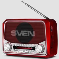 Speaker SVEN SRP-150, red (3W, Bluetooth, FM/AM/SW, USB, microSD, flashlight, battery) | SV-022617