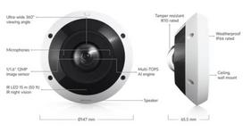 UBIQUITI UVC-G6-Pro-360-W All-weather, vandal-resistant 12MP PoE camera with panoramic 360 grade coverage, digital pan-tilt-zoom functionality, and smart IR functionality