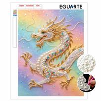 Handmade Shiny Golden Dragon Pearl DIY Painting Creative Interior Wall Art Fine Gift For Household Home Space Beautification Exquisite Decor 30x40cm