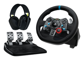 Logitech G29 Driving Force Žaidimų vairas ir pedalai + G435 Ausinės, skirta PC, PS3, PS4, PS5, Juoda | 991-000539