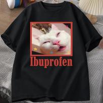 Ibuprofen Cat Meme Tshirt Funny Cat Graphic Tee Cute Cat Lover T-Shirt Casual Funny T Shirts Unisex Tshirt Tee S įvairiaspalvis