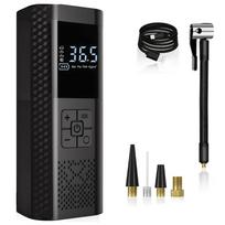 Cordless Car Tire Inflator Portable Air Compressor, 150 PSI Air Pump with Pressure Gauge, for Bicycle Bikes Motorcycles Balls Black Cordless