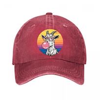 Vintage Washed Cotton Baseball Cap Retro Goat Bubble Gum Multiple Colors Washed Baseball Cap Adjustable