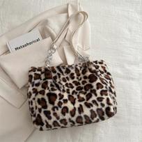 New Trendy Leopard Print Plush Tote Bag, Simple and Large Capacity Women's Bag, Versatile Casual Hand-held Shoulder Bags balta