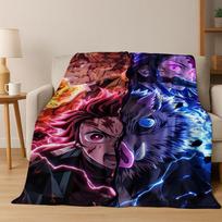 Anime Demon S-Slayer Kamado Nezuko Tanjirou Cartoon Flannel Blanket,Cozy Soft Throw Blanket for Home Bedroom Bed Sofa Cover Kids 75x90cm