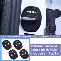 Silica Gel Door Lock Cover Stopper Car Interior Black Accessories For BYD Equation Leopard 5 8 / Titanium 3 7 2024 2025
