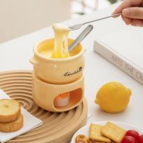 Chocolate Fondue Cup Set 200 Ml Chocolate Fondue Cup With Fork Ceramic Chocolate Fondue Kitchenware Divider For Pots And Pans geltona