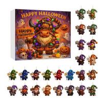 Halloween Advent Calendar 2025 Advent Calendar with 24 Acrylic Charms Pumpkin Ghost Witch Highland Cow Pendant Countdown Decor H