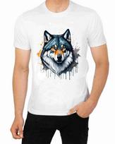 Wolf Face Painting Watercolor T-Shirt for Men Apparel Wildlife Animal Art 2XL
