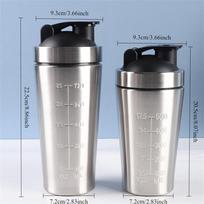 1pc Protein Powder Shaker Bottle 500/739ml Stainless Steel Shaker Bottle with Scale Leak Proof Water Bottle for Gym Sport 500ml sidabras