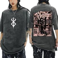 Anime Berserk Guts Vintage Washed T Shirt Manga Gatsu Griffith Zodd Tshirts Men Women Clothing Cotton Casual Oversized TShirt S