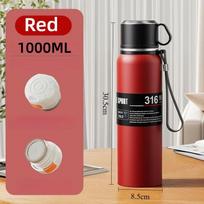 1L Thermal Water Bottle Keep Cold and Hot Water Bottle Thermos for Water Tea Coffee Vacuum Flasks Stainless Steel Thermos Bottle 1000ML raudona