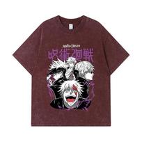 GSM Washed Tshirts  Cotton Jujutsu Kaisen V Gojo Print Unisex Heavy Cotton T Shirt S