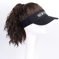 Easy To Wear Synthetic Golf Cap Pony Tail Fake Hair Hat Shade Baseball Cap Wig Short Wavy Ponytail Cyan-BH