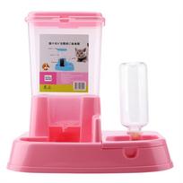 Automatic Pet Feeder Detachable Food Dispenser Water Bottle Cats Dogs Feeding Tool Pink