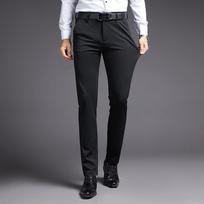 Spring Autumn Plus Big Size 29-38 Elastic Straight Fashion Business Casual Long Suit Pants Men Formal Trousers 30 juoda