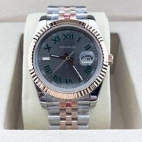 41 mm vyriškas mechaninis laikrodis, atsparus vandeniui, automatinis, su Miyota 8215 mechanizmu, šviesos atspindinčiu pilku ciferblatu, rožinio aukso jubiliejine apyranke
