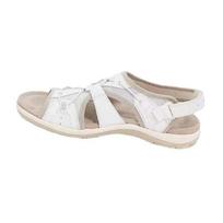 Roman Slope Sandals Round Head Velcro Retro One Word Large Beach Solid Color Sandals Women 44EU/CN45 balta