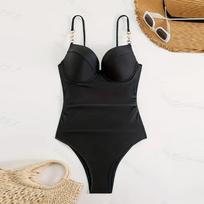 Women's One-piece Bikini Swimsuit, Athletic Swimwear L juoda