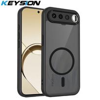 KEYSION Magnetinis telefono dėklas Realme 16 5G, minkštas silikonas + PC matinis permatomas juodas smūgiams atsparus dangtelis OPPO Realme 16 5G for Realme 16 5G juoda
