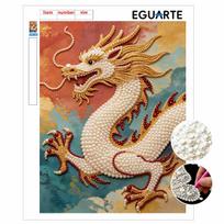 Handmade Exquisite Chinese Dragon Pearl DIY Painting Creative Interior Wall Art Fine Gift For Household Home Space Beautification Wall Decor 30x40cm