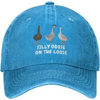 Silly Goose On The Loose Graphic Baseball Cap Vintage Denim Washed Adult Adjustable Casual Hat Can Be Adjusted