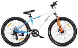 Kalnų dviratis 26 coliai MTB Shimano 7 pavaros Amortizatorius Diskiniai stabdžiai Atraminė kojelė Verdant Calix Baltas Mėlynas Oranžinis