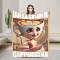 Italian Brainrot Ballerina Cappuccina Blankets  Wool Awesome Soft Throw Blankets for Bedspread Spring/Autumn 200x150cm 80x60in