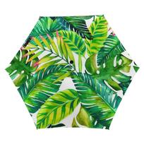 Jungle Palm Leaves 3 Fold Manual Umbrella Tropical Forest Flower Print Portable Pocket Umbrella Sun and Rain Umbrellas Female