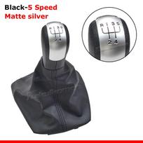 For Skoda Octavia 2 A5 A6 2004 2005 2006 2007 2008 2009 2010 2011 2012 MT 5/6 Speed Gear Lever Stick Shift Knob Leather Boot Matte-5 Speed-Black