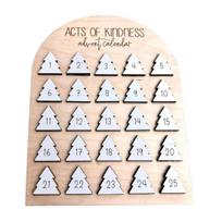 Acts of Kindness Advent Calendar Farmhouse Rustic Wooden 25-Day Sharing Kindness Countdown Calendar Christmas Decoration A