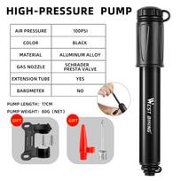 WEST BIKING Bike Pump With Needles Hand Air Pumps Cycling Tire Inflator Schrader Presta Valve Hose Portable Mini Bicycle Pump 078 NO barometer