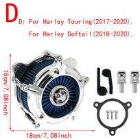 RSD Turbine Air Cleaner Chrome Intake Filter For Harley Sportster XL 48 883 Dyna V-Rod Softail Fat Boy Touring Ultra FLHR FLHX Blue Filter D
