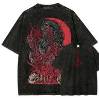 Bloodborne Hunter Symbol Wolf Beast DoubleSided Acid Washed TShirt Gothic Dark Horror Game Vintage Black Oversized Unisex Streetwear Tshirt S
