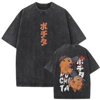 Chainsaw Man Makima KON Wolf Vintage Washed Anime TShirt Unisex Manga Fan Streetwear Tee  Cotton Casual Short Sleeve Top M