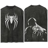 Oversized AcidWash ShortSleeve TShirt Featuring Marvel SpiderMan Graphic Print With White Spider Emblem On Front  MangaStyle Back Illustration S