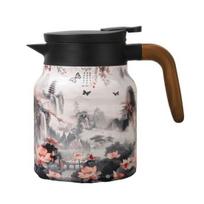 Vintage Floral Insulated Teapot 1000ml Mini Hot Coffee Pot Office Tea Flask Built-In Infuser Water Tea Pot Beverage Pitcher Thermal Coffee Carafe C