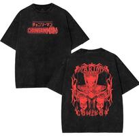 Makima Print Tshirt Anime Chainsaw Man Clothing Men Women Cotton Tshirts Retro Washed T Shirt Harajuku Male Oversized Tops S