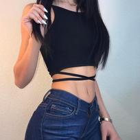 „Summer Crop Tops Blusa Moterys be rankovių Sexy Bandage Marškinėliai Top Fashion Black Lace Up Tank Top Tumblr Moterys S juoda