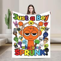 Sprunki Fuzzy Blanket Sprunki boys Oren Just a boy who loves Sprunki  Customized Throw Blankets for Bed Sofa Couch Rug Piece 75cmx90cm