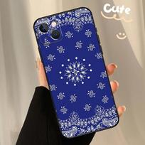 Blue Bandana Phone Case For iPhone 13 11 12 14 15 16 Pro Max XS X XR 13 12 Mini Plus  Coque iPhone 14