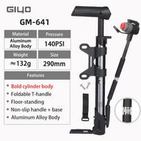Giyo 120/140psi Floor Standing Bicycle Pump Portable Air Tire Inflator Presta/Schrader Valve Convertable MTB Road Bike Pump GM-641 II