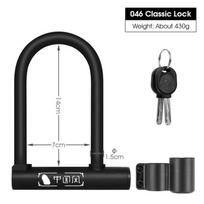 WEST BIKING Bicycle U Lock MTB Road Bike Padlock Portable Anti-theft Safety Motorcycle Scooter Cycling Lock Bicycle Accessories Classic 046 Lock