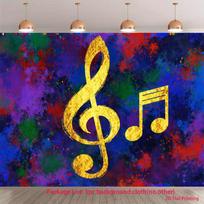 2D Treble Clef Music Backdrop Party & Concert Photo Background 47.2x31.5inch/120*80cm