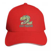 Stay Positive Funny TRex Dinosaur Sticker Cap Fashion Casual Baseball Caps Adjustable Hat Hip Hop Summer Unisex Baseball Hats One Size
